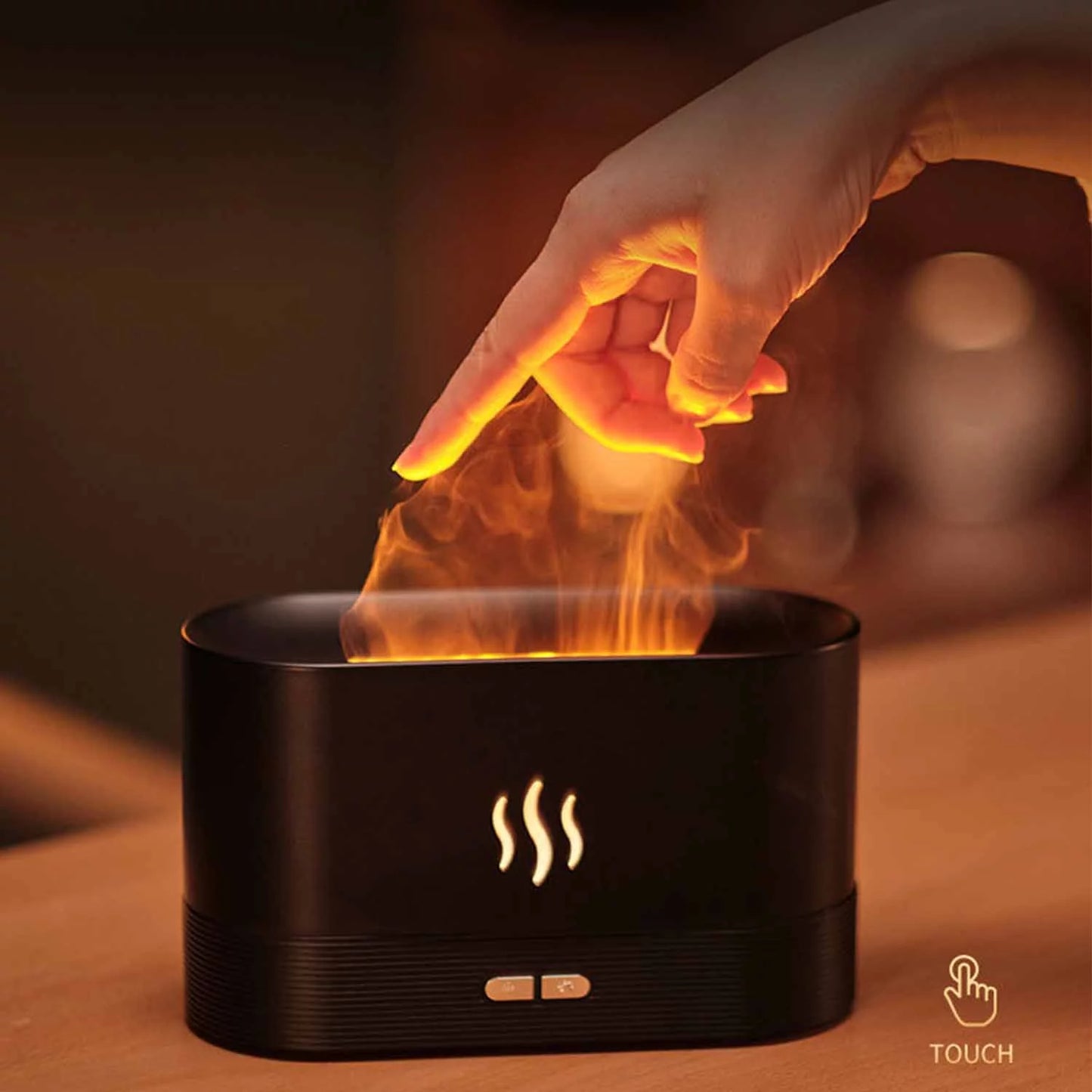 180ml Flame Air Diffuser | 7-Color LED Essential Oil Humidifier with Realistic Fire Light & Auto Shut-Off Protection